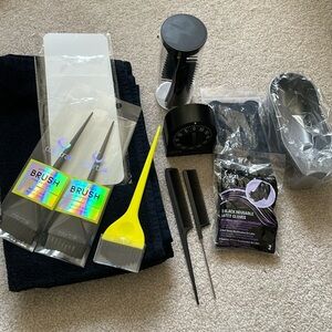 Hair Colorist Bundle - towels, brushes, bowl, reusable gloves, combs, timer